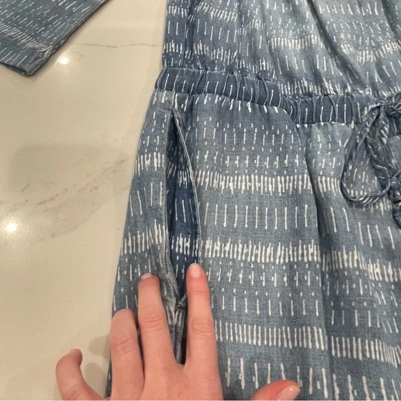 Cloth & Stone Blue Printed Off-Shoulder Women’s Romper - Picture 3 of 12